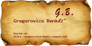 Gregorovics Benkő névjegykártya